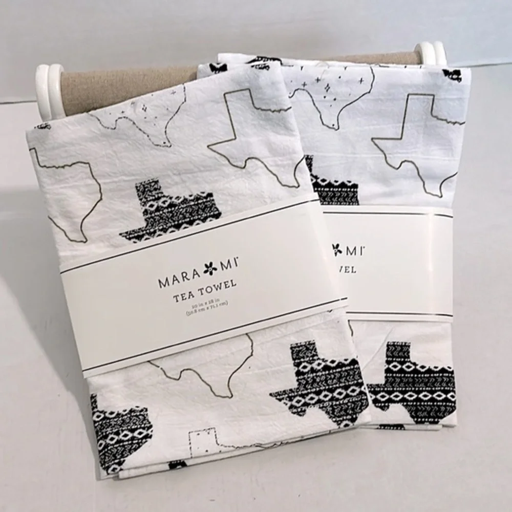 Mara Mi Texas Tea Towel - Black and White set of 2